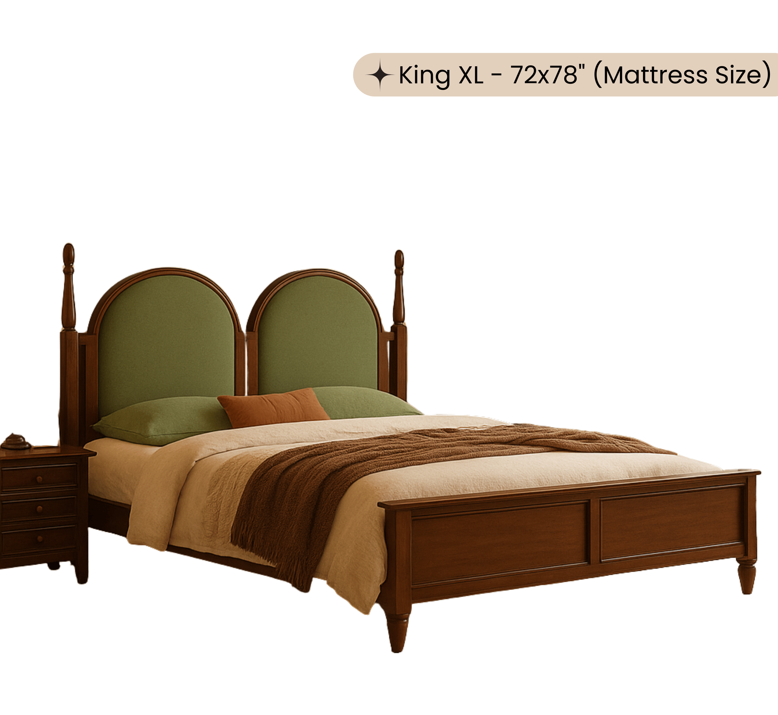 Gharaana Beds Vyas 100% Solid Wood Upholstered Bed