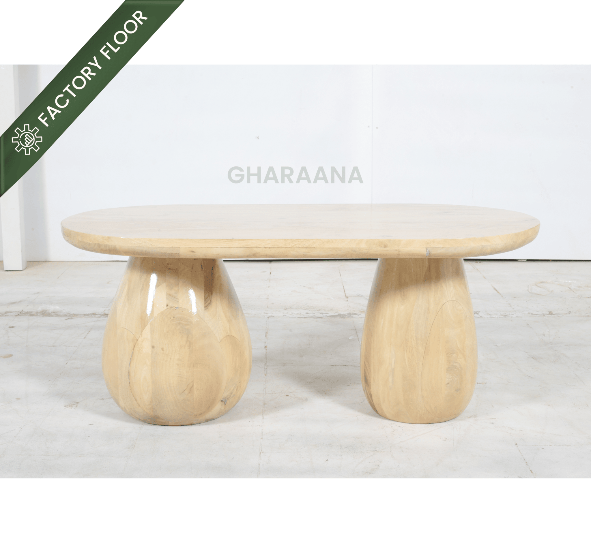Akira Oval top Solid Wood Center Table & Side Table Combo - Centre Tables - Gharaana