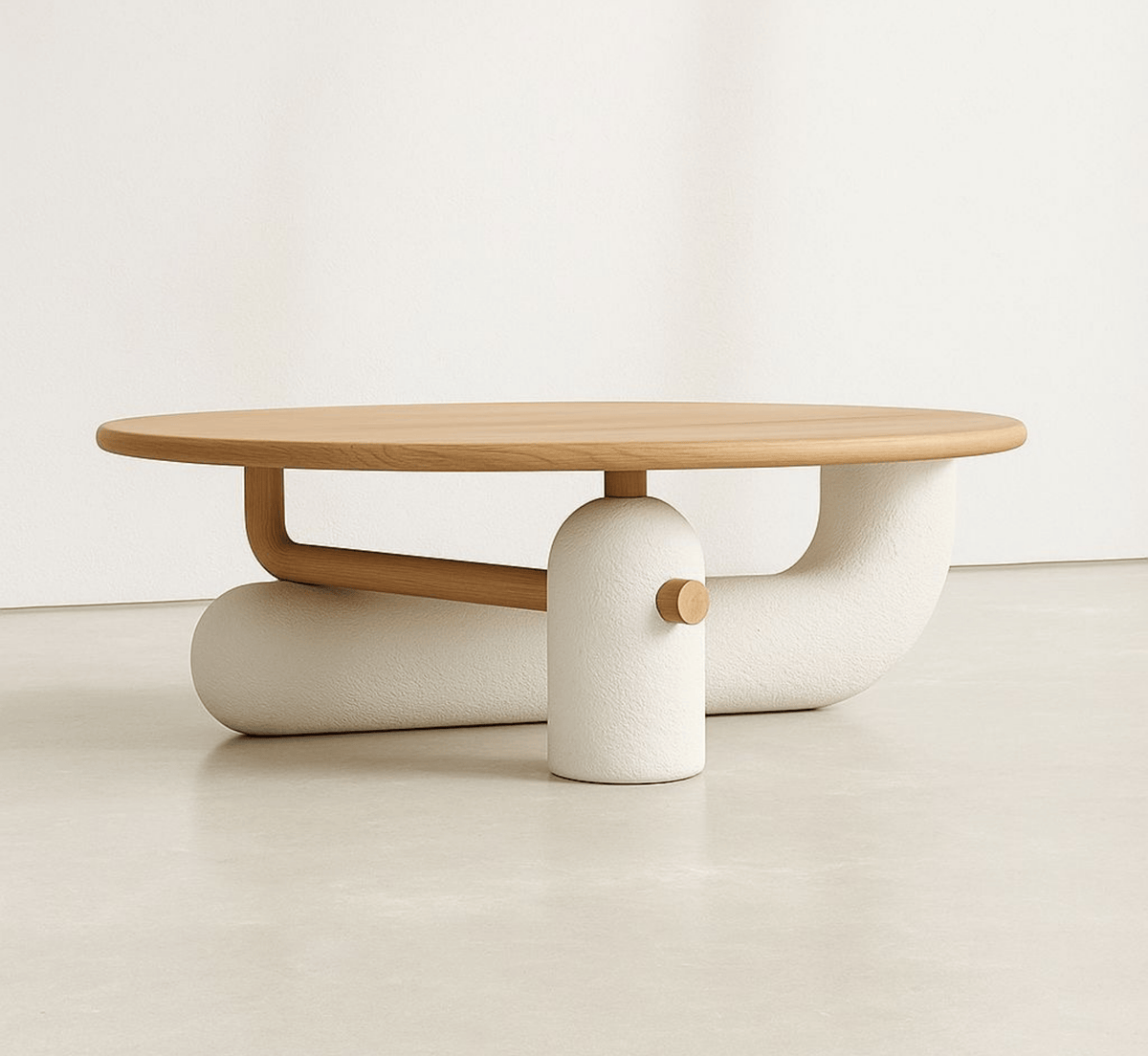 Gharaana Centre Tables Aurum Round Stone Finish Coffee Table