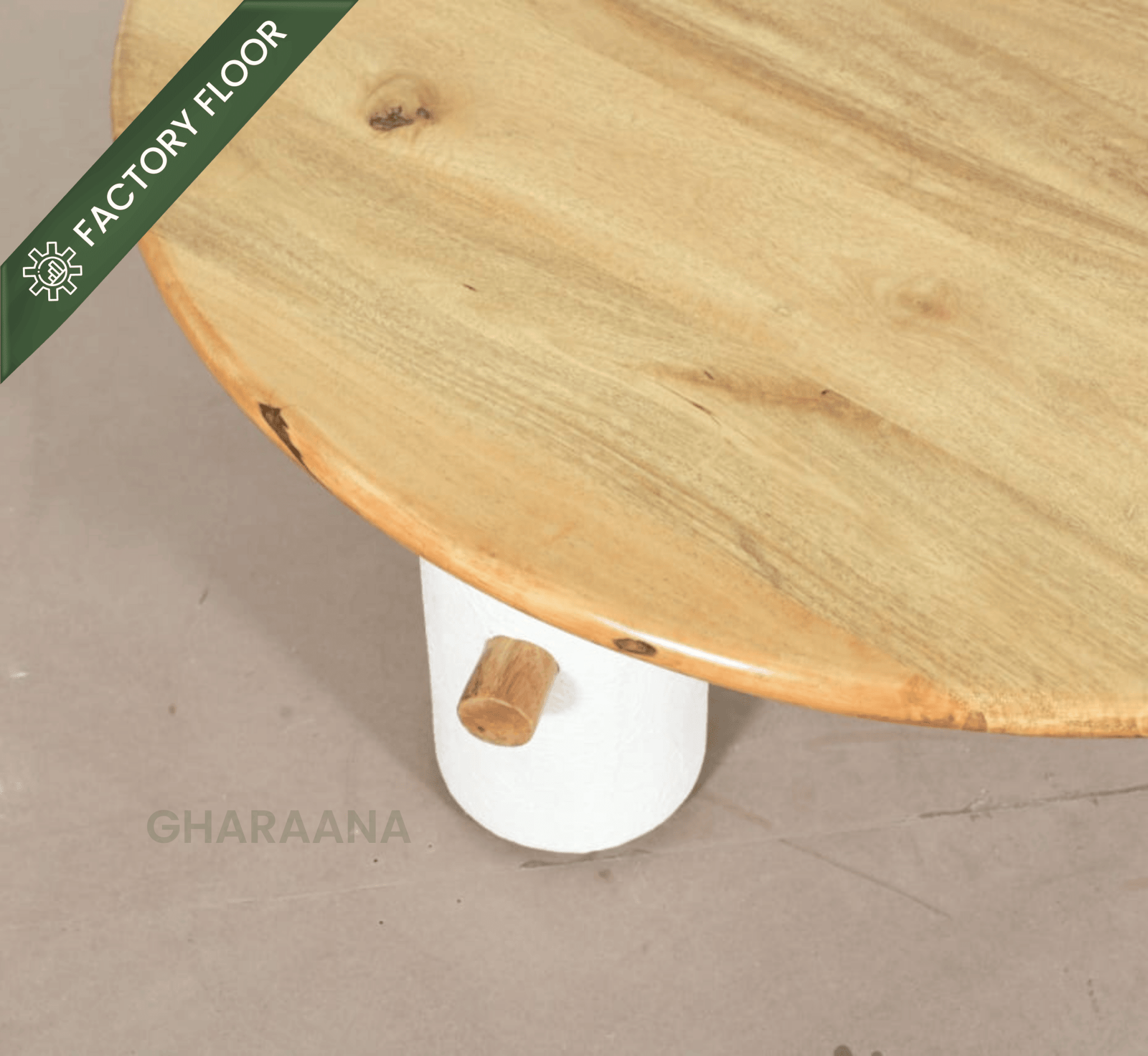 Aurum Round Stone Finish Coffee Table & Side Table Combo - Centre Tables - Gharaana