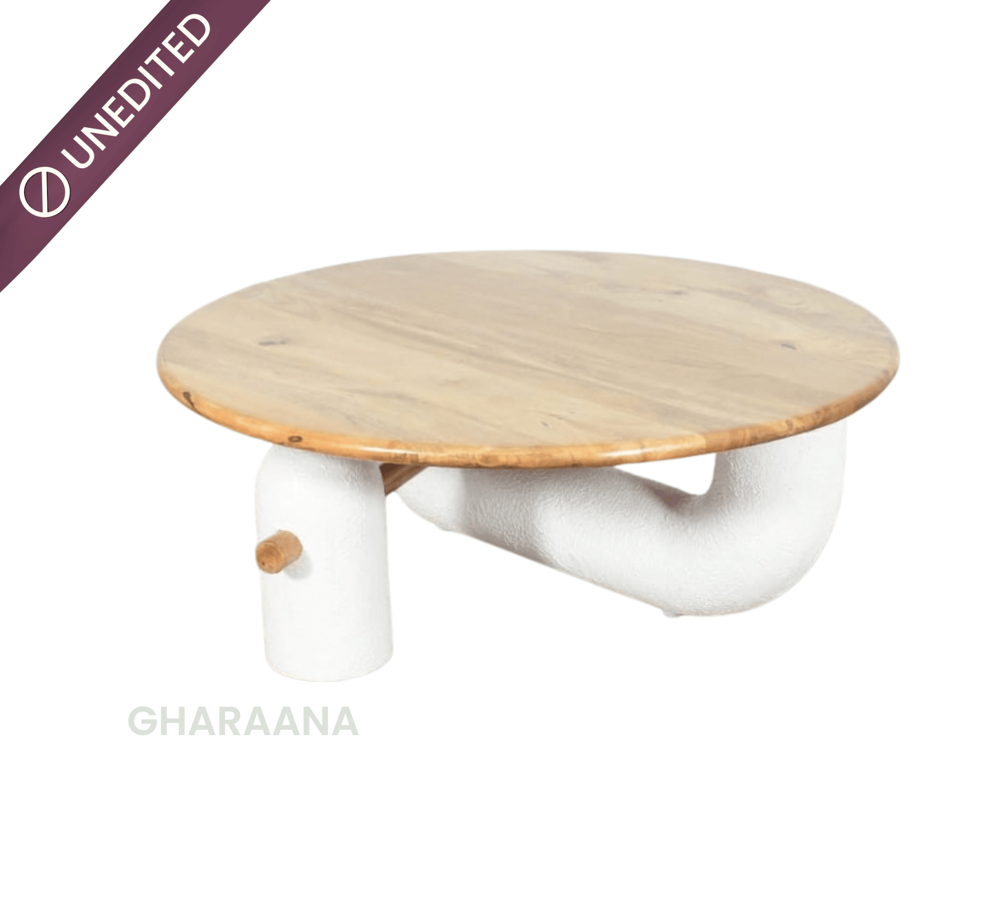 Aurum Round Stone Finish Coffee Table & Side Table Combo - Centre Tables - Gharaana