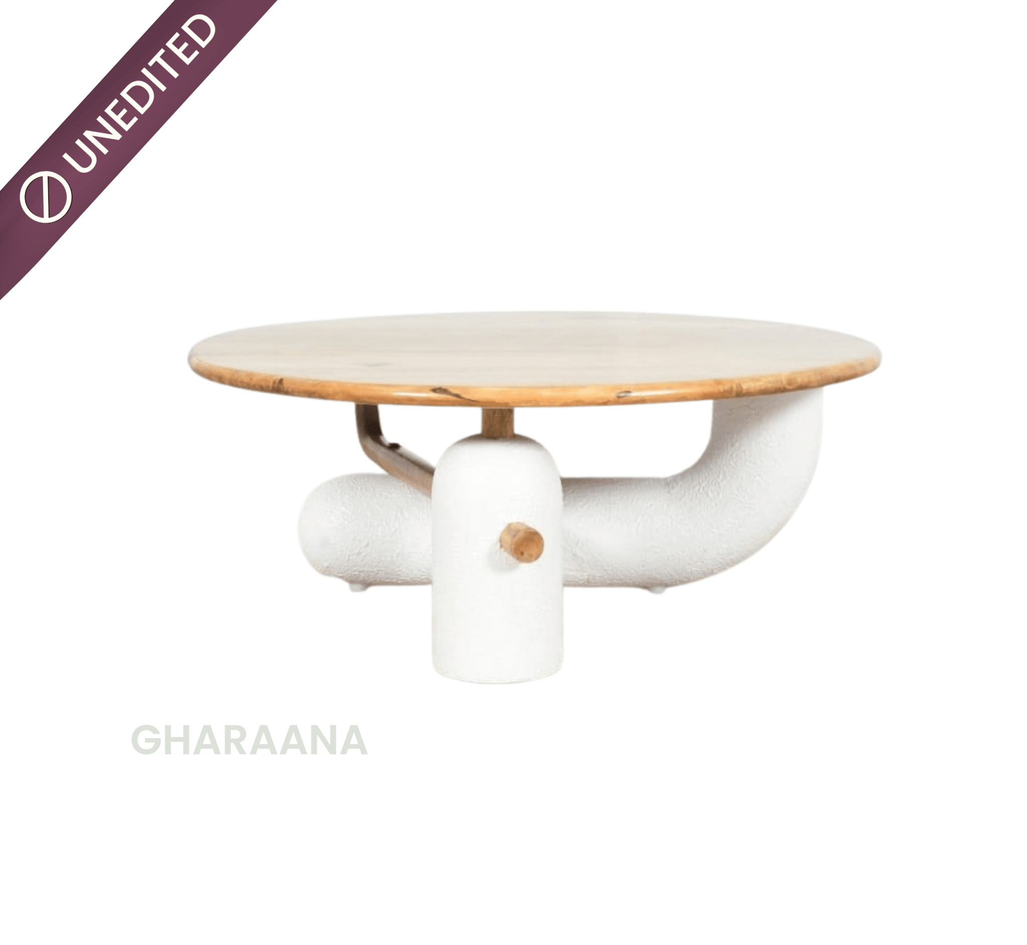 Aurum Round Stone Finish Coffee Table & Side Table Combo - Centre Tables - Gharaana