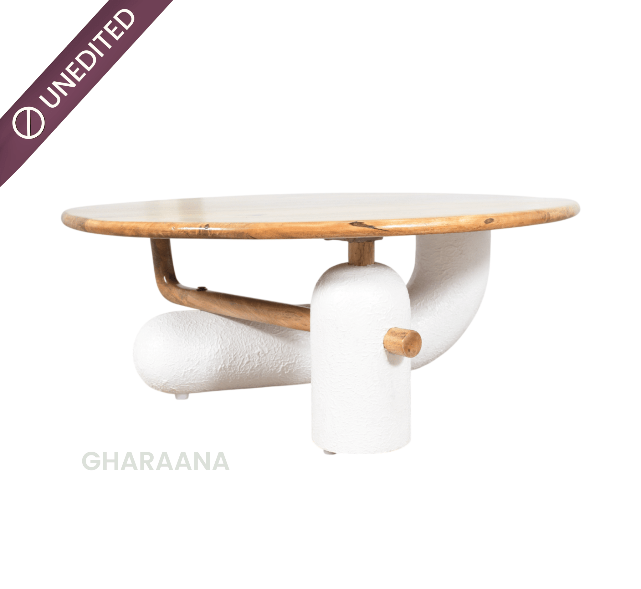 Aurum Round Stone Finish Coffee Table & Side Table Combo - Centre Tables - Gharaana