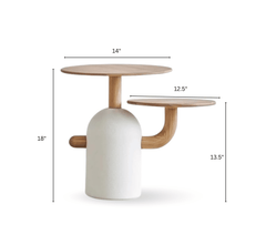 Aurum Round Stone Finish Coffee Table & Side Table Combo - Centre Tables - Gharaana