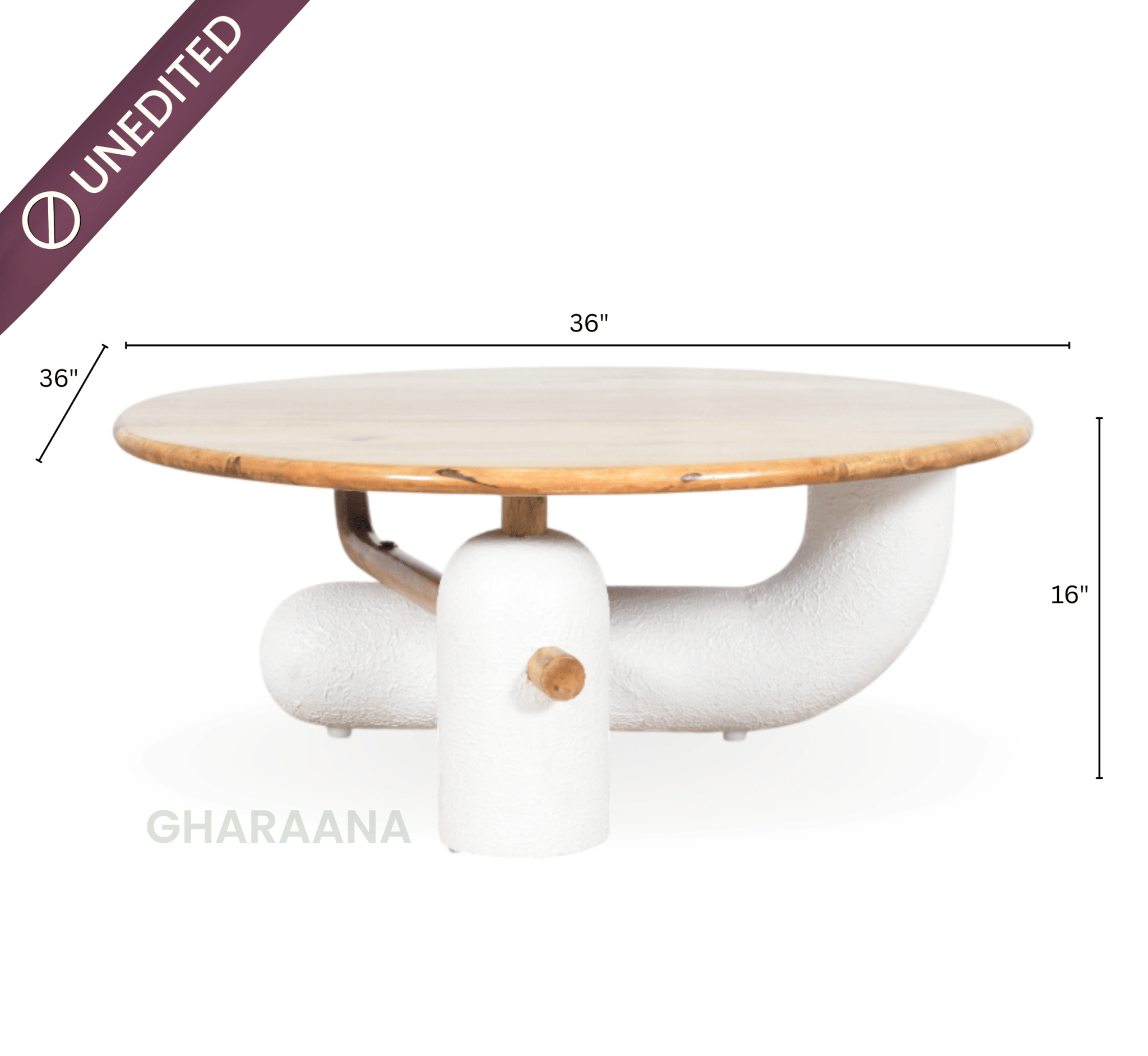 Aurum Round Stone Finish Coffee Table & Side Table Combo - Centre Tables - Gharaana