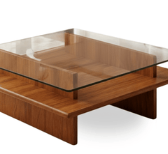 Bella Glass Top Solid Wood Center Table - Centre Tables - Gharaana