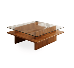 Bella Glass Top Solid Wood Center Table - Centre Tables - Gharaana