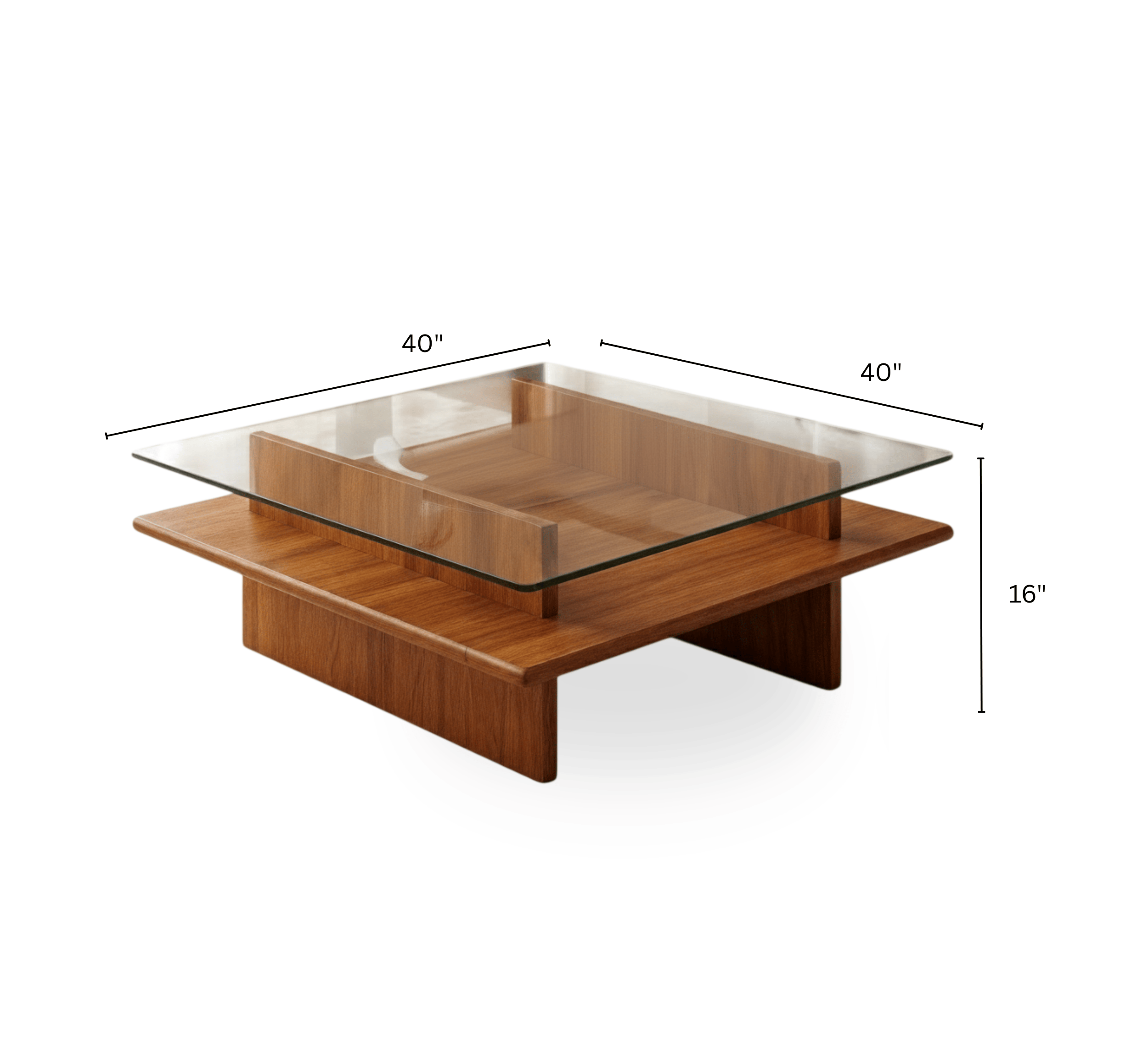 Gharaana Centre Tables Bella Glass Top Solid Wood Center Table