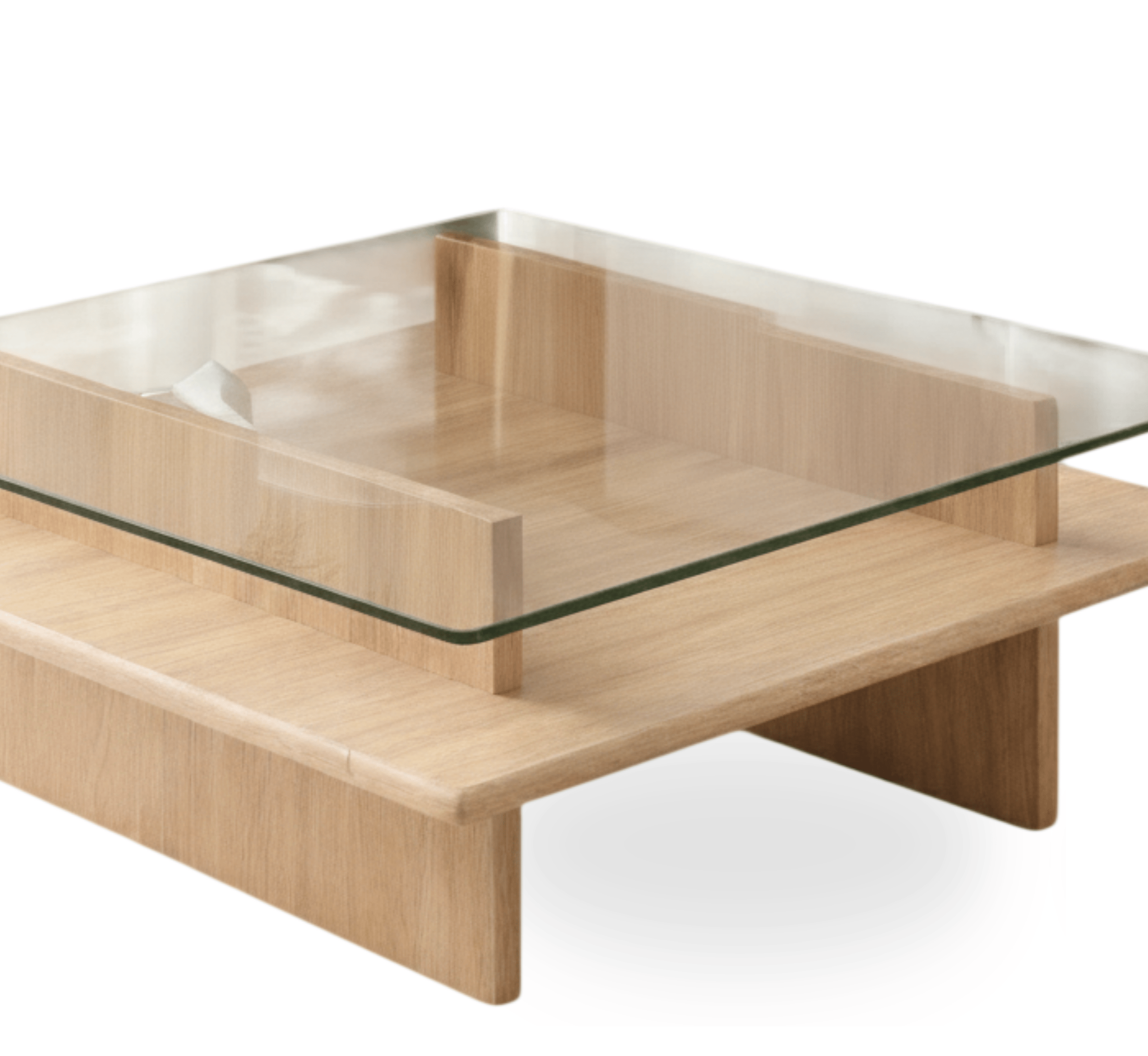 Gharaana Centre Tables Bella Glass Top Solid Wood Center Table