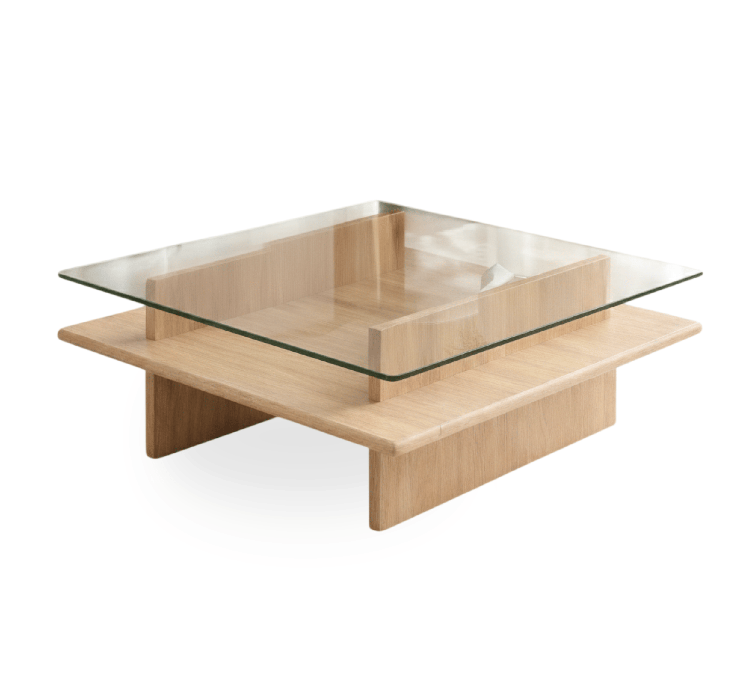 Gharaana Centre Tables Bella Glass Top Solid Wood Center Table