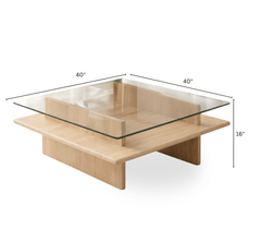Gharaana Centre Tables Bella Glass Top Solid Wood Center Table
