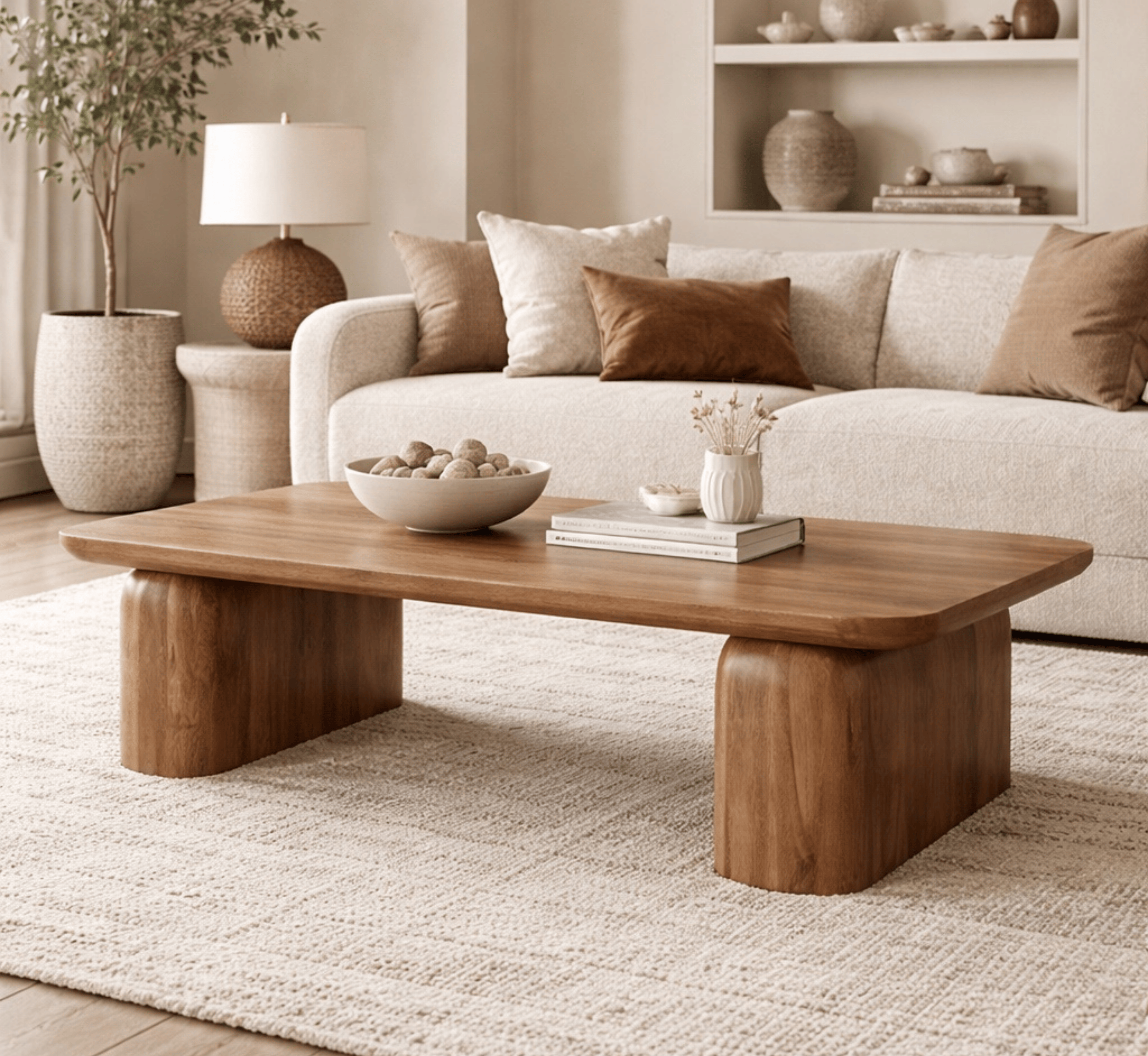 Gharaana Centre Tables Jive Rectangular Top Solid Wood Center Table