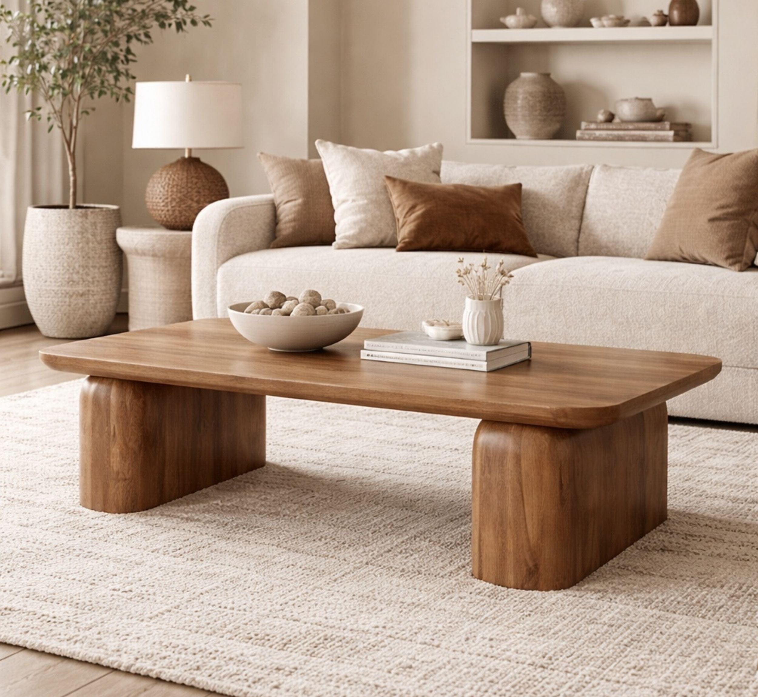 Gharaana Centre Tables Jive Rectangular Top Solid Wood Center Table