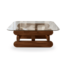 Gharaana Centre Tables Kaira Glass Top Solid Wood Center Table
