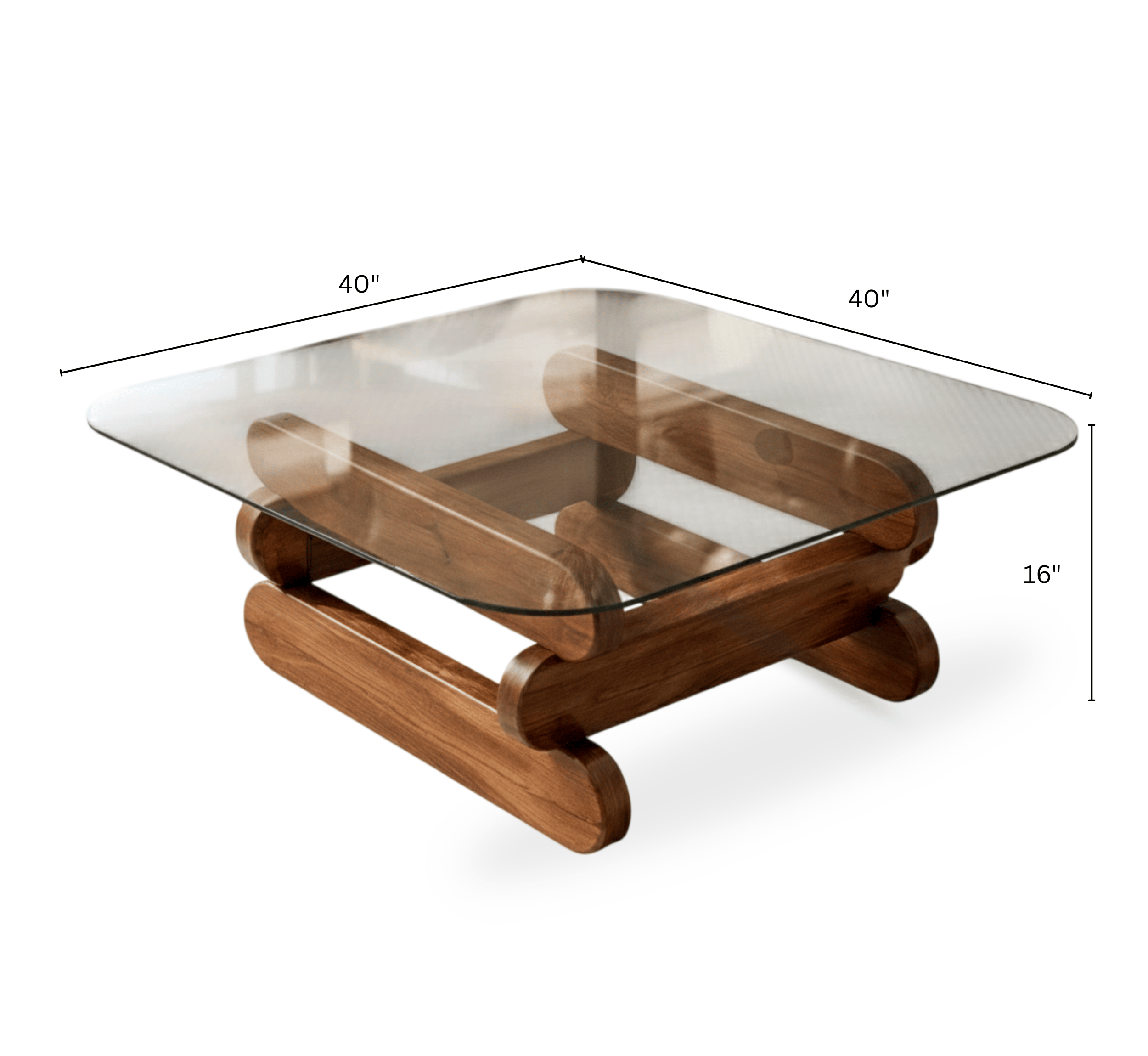 Gharaana Centre Tables Kaira Glass Top Solid Wood Center Table