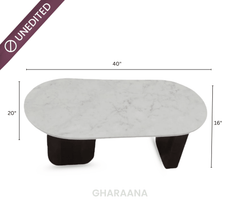 Ohana Natural Marble Minimalist Centre Table & Side Table Combo - Centre Tables - Gharaana
