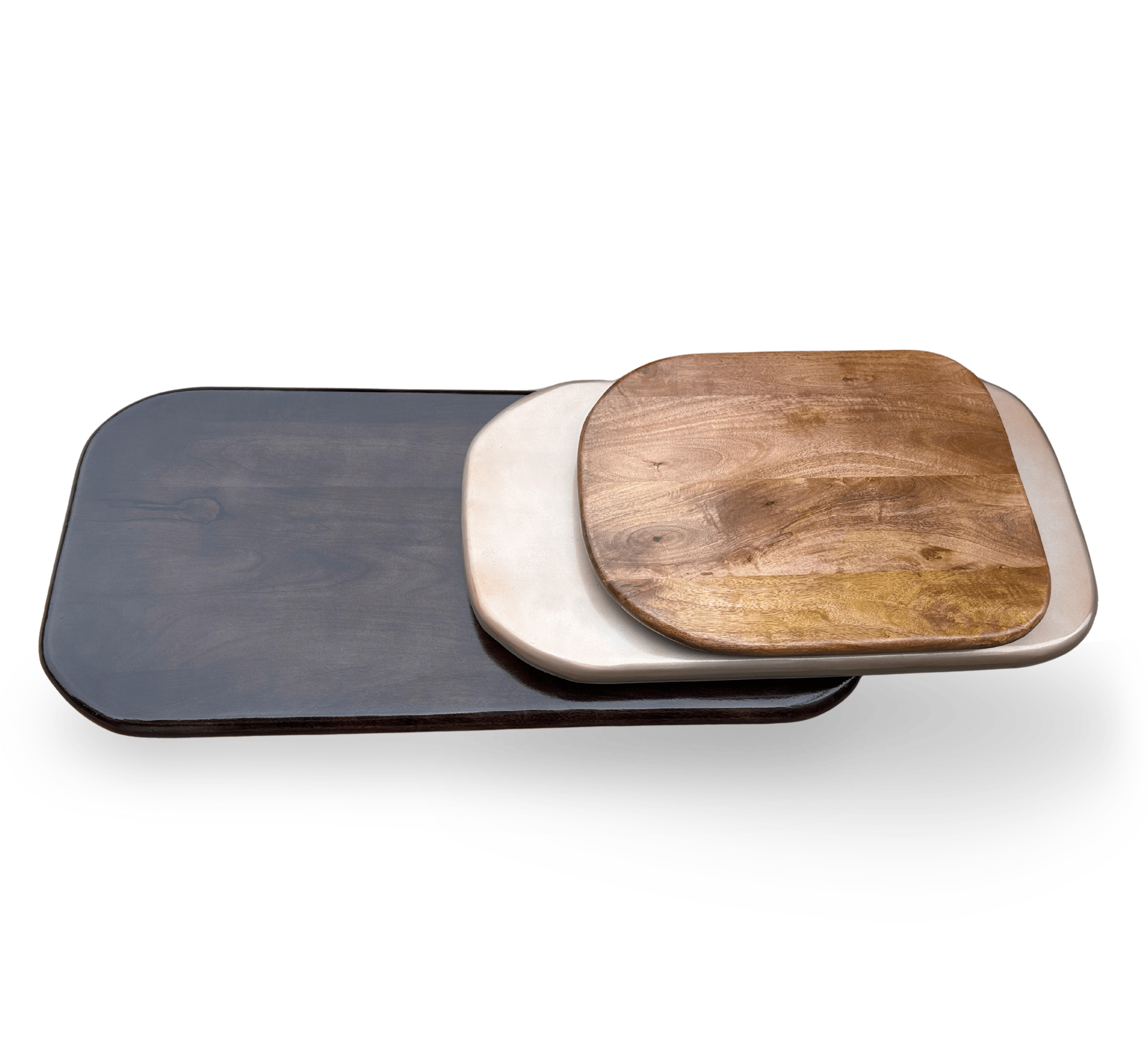 Gharaana Centre Tables Pebble Wooden Rotating 3-Tier Centre Table