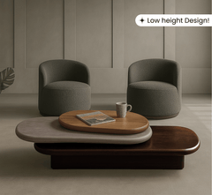 Gharaana Centre Tables Pebble Wooden Rotating 3-Tier Centre Table