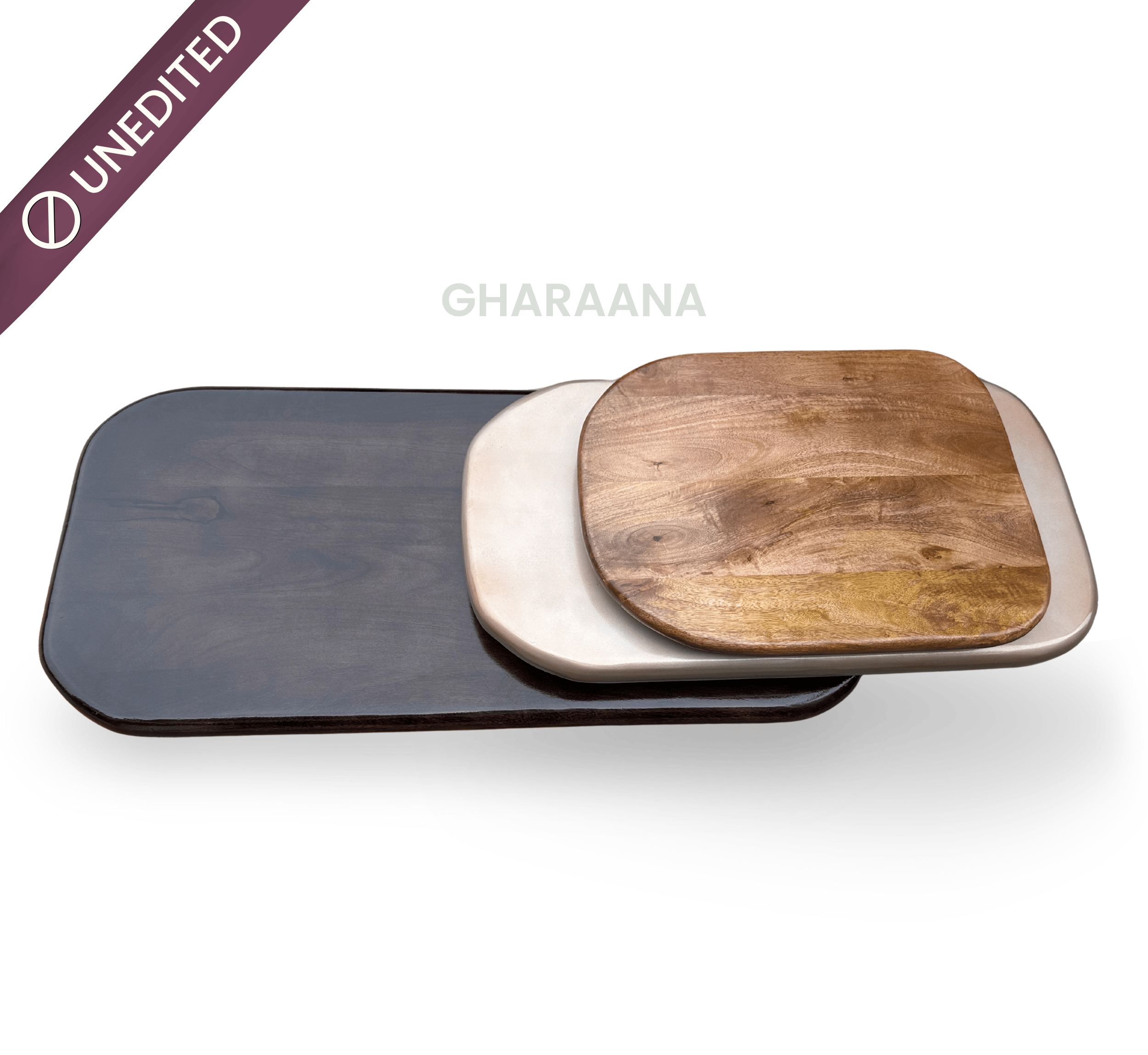 Gharaana Centre Tables Pebble Wooden Rotating 3-Tier Centre Table