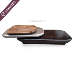 Gharaana Centre Tables Pebble Wooden Rotating 3-Tier Centre Table