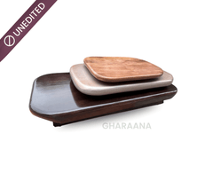 Gharaana Centre Tables Pebble Wooden Rotating 3-Tier Centre Table