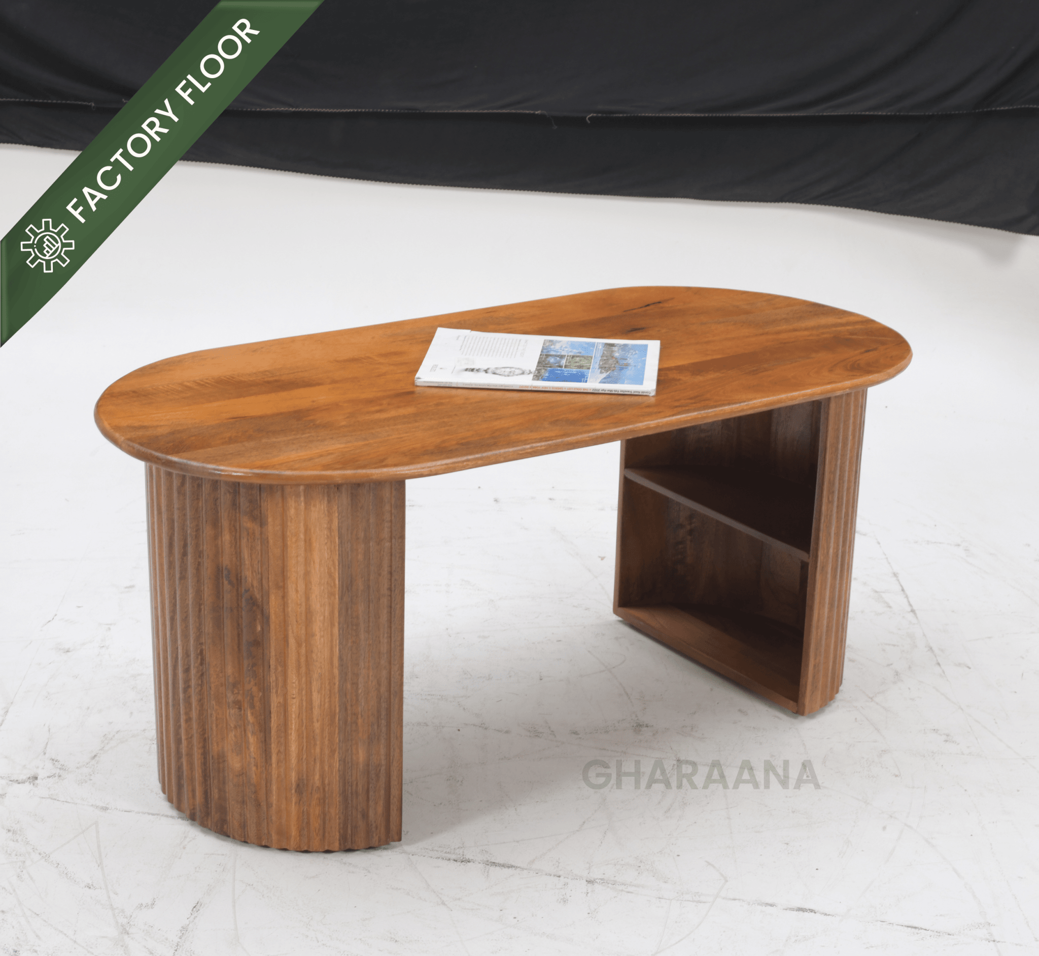 Sloan Fluted Leg Wooden Centre Table & Side Table Combo - Centre Tables - Gharaana