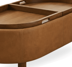 Gharaana Centre Tables Yeti Capsule Top Leatherette Solid Wood Center Table