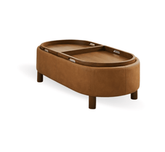 Gharaana Centre Tables Yeti Capsule Top Leatherette Solid Wood Center Table