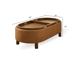 Gharaana Centre Tables Yeti Capsule Top Leatherette Solid Wood Center Table