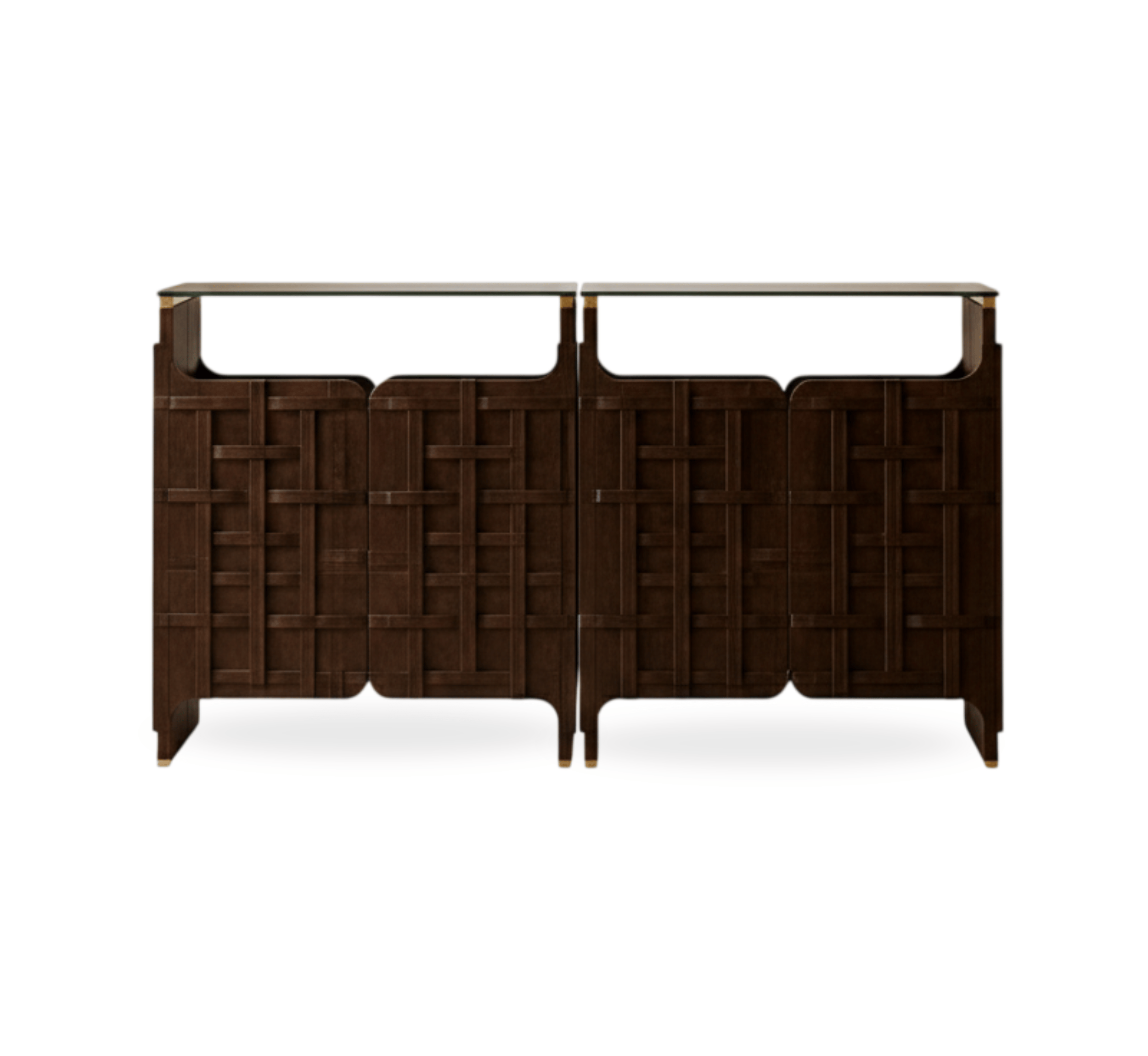 Gharaana Console Tables Rekha Wooden Glass-Top Console Table