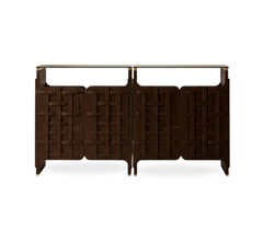 Gharaana Console Tables Rekha Wooden Glass-Top Console Table