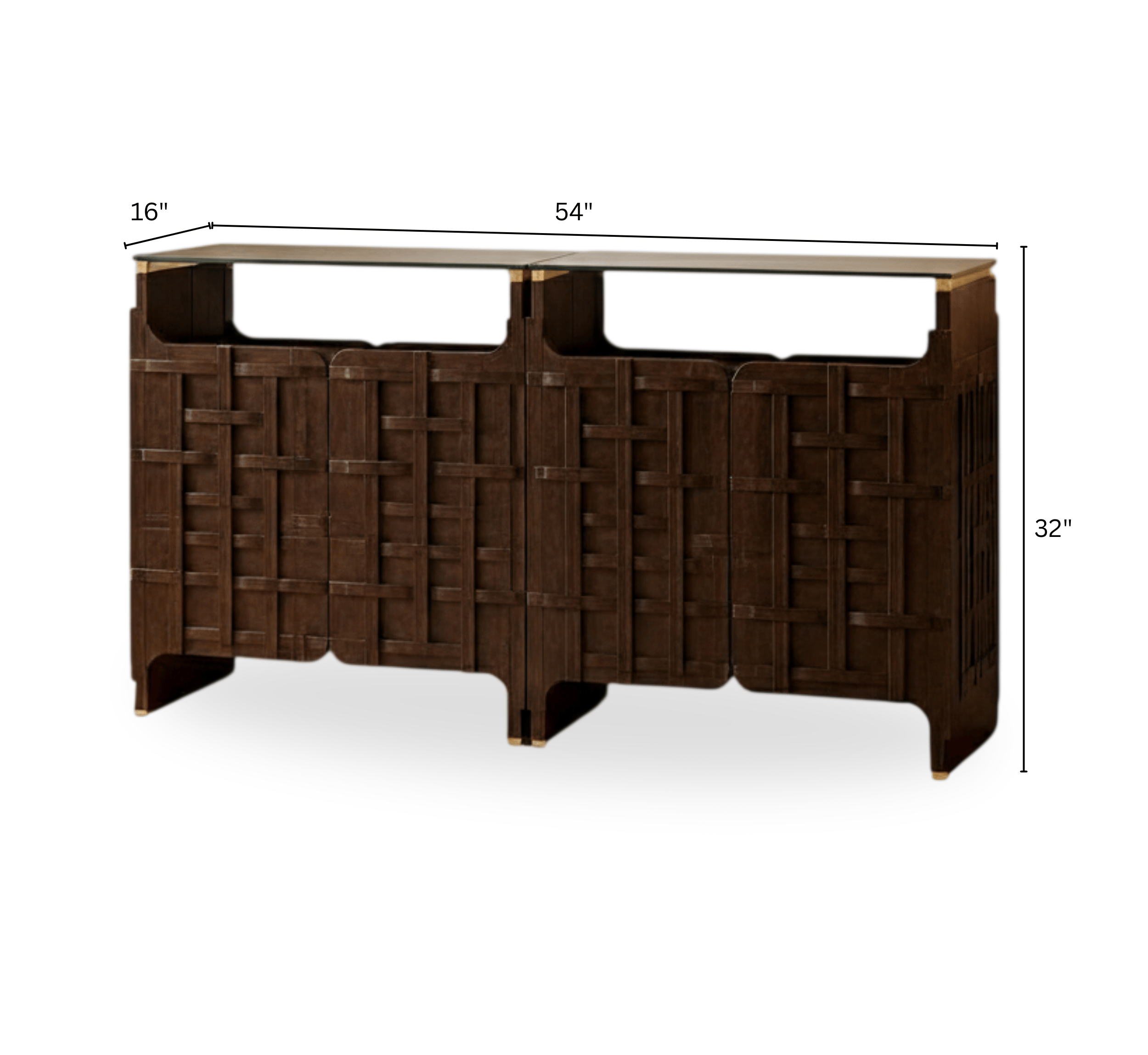 Gharaana Console Tables Rekha Wooden Glass-Top Console Table