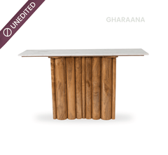 Sculpted Wooden Console Table - Console Tables - Gharaana