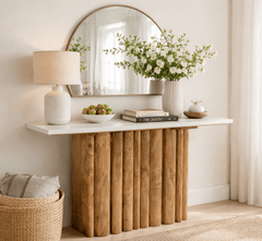 Sculpted Wooden Console Table - Console Tables - Gharaana
