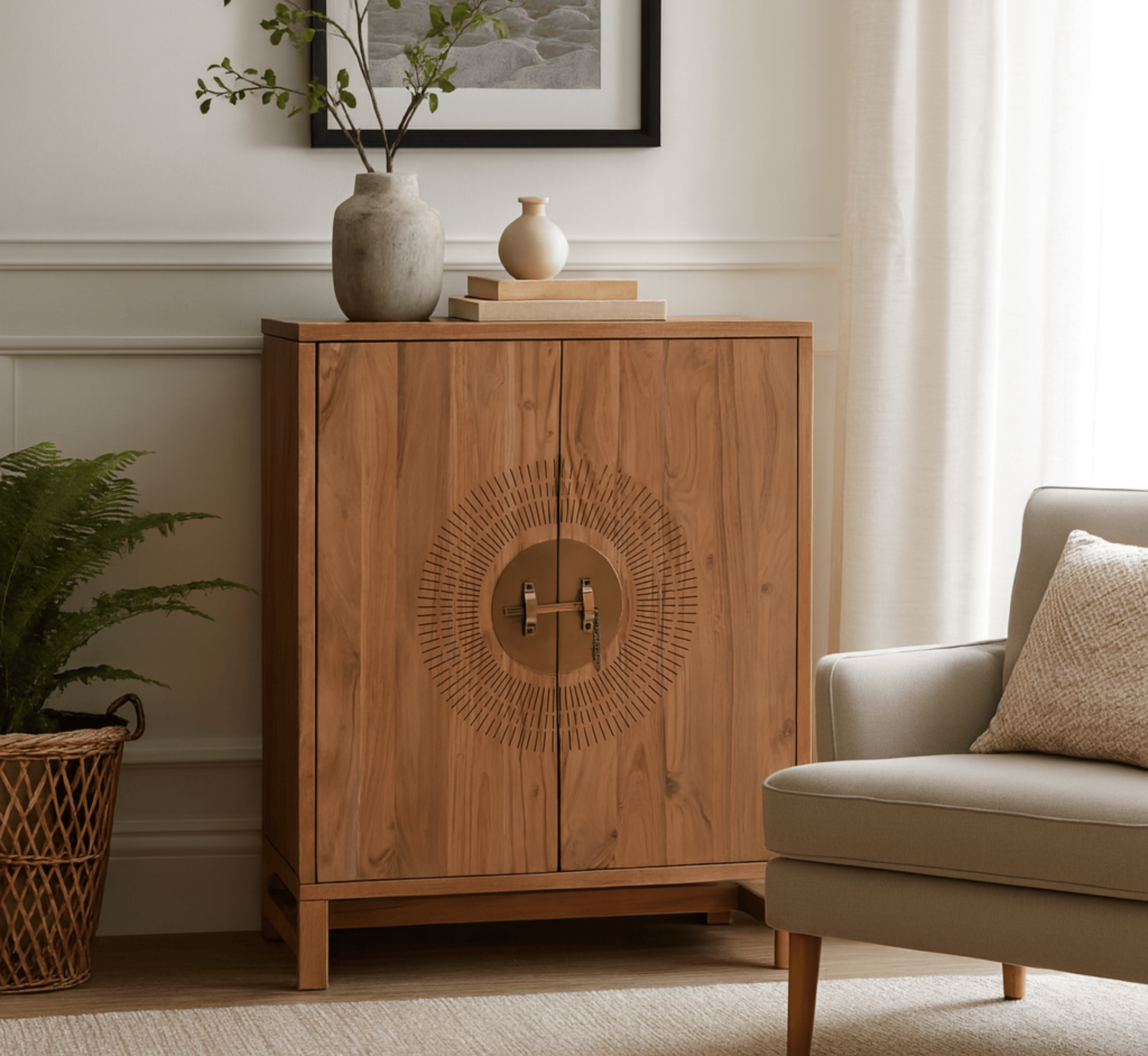 Gharaana Credenza Hutches Armour Wooden Storage Cabinet