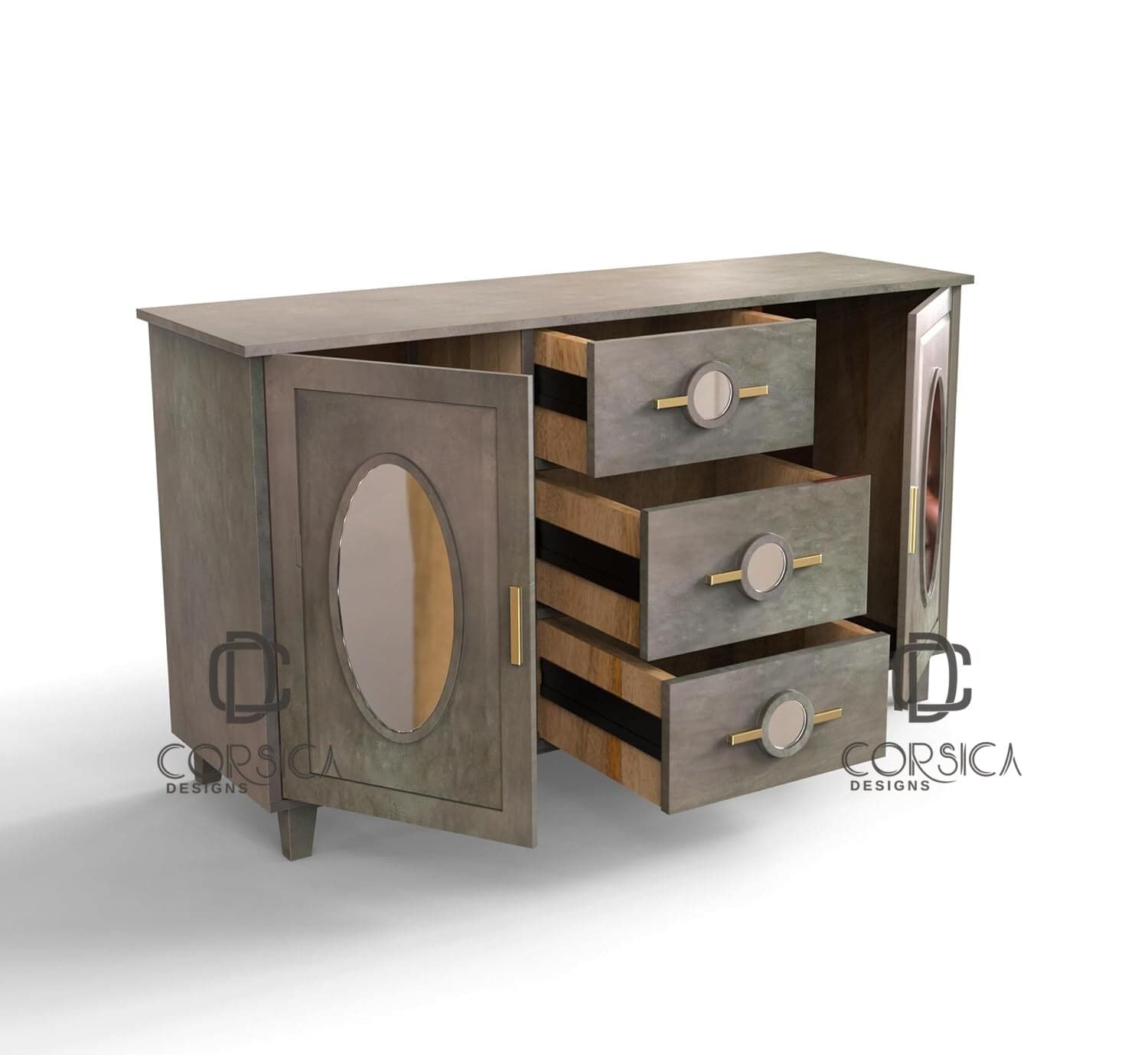 Gharaana Credenza Hutches Ethan Wooden 54" Sideboard