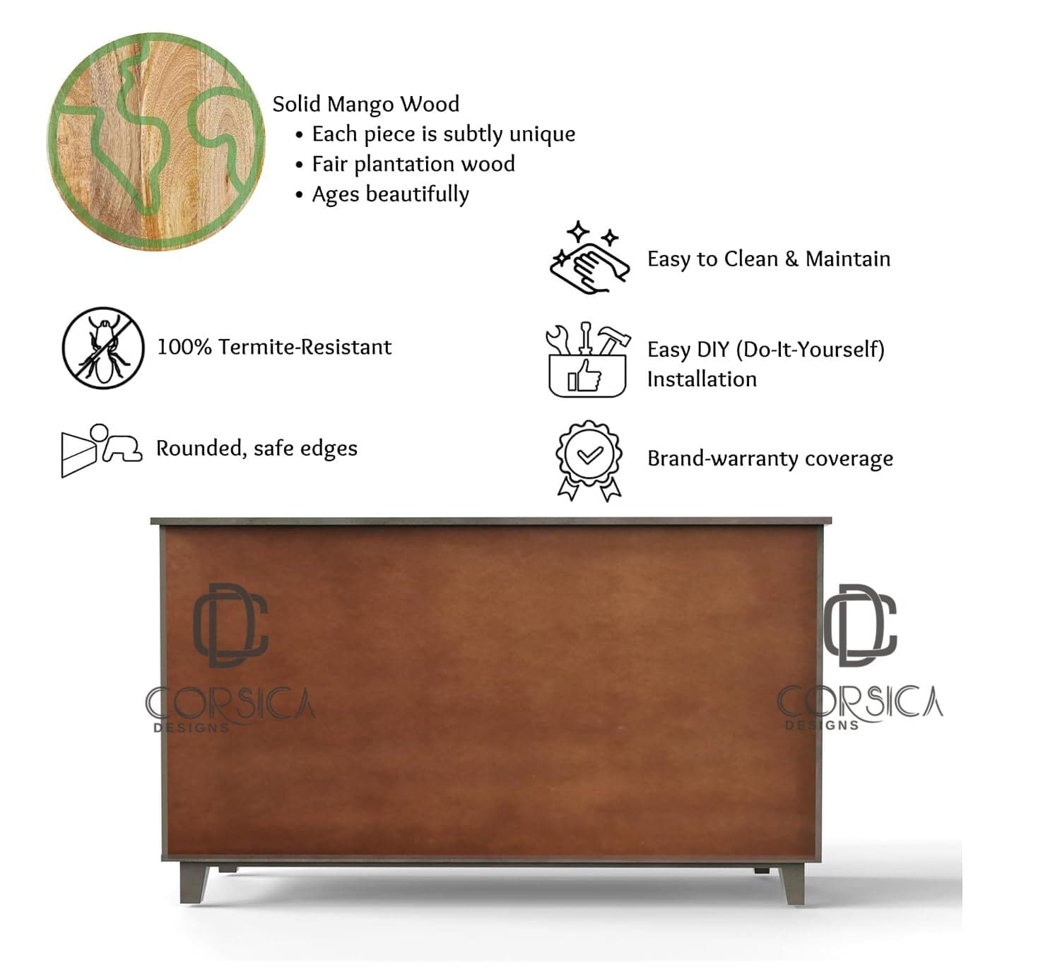 Gharaana Credenza Hutches Ethan Wooden 54" Sideboard