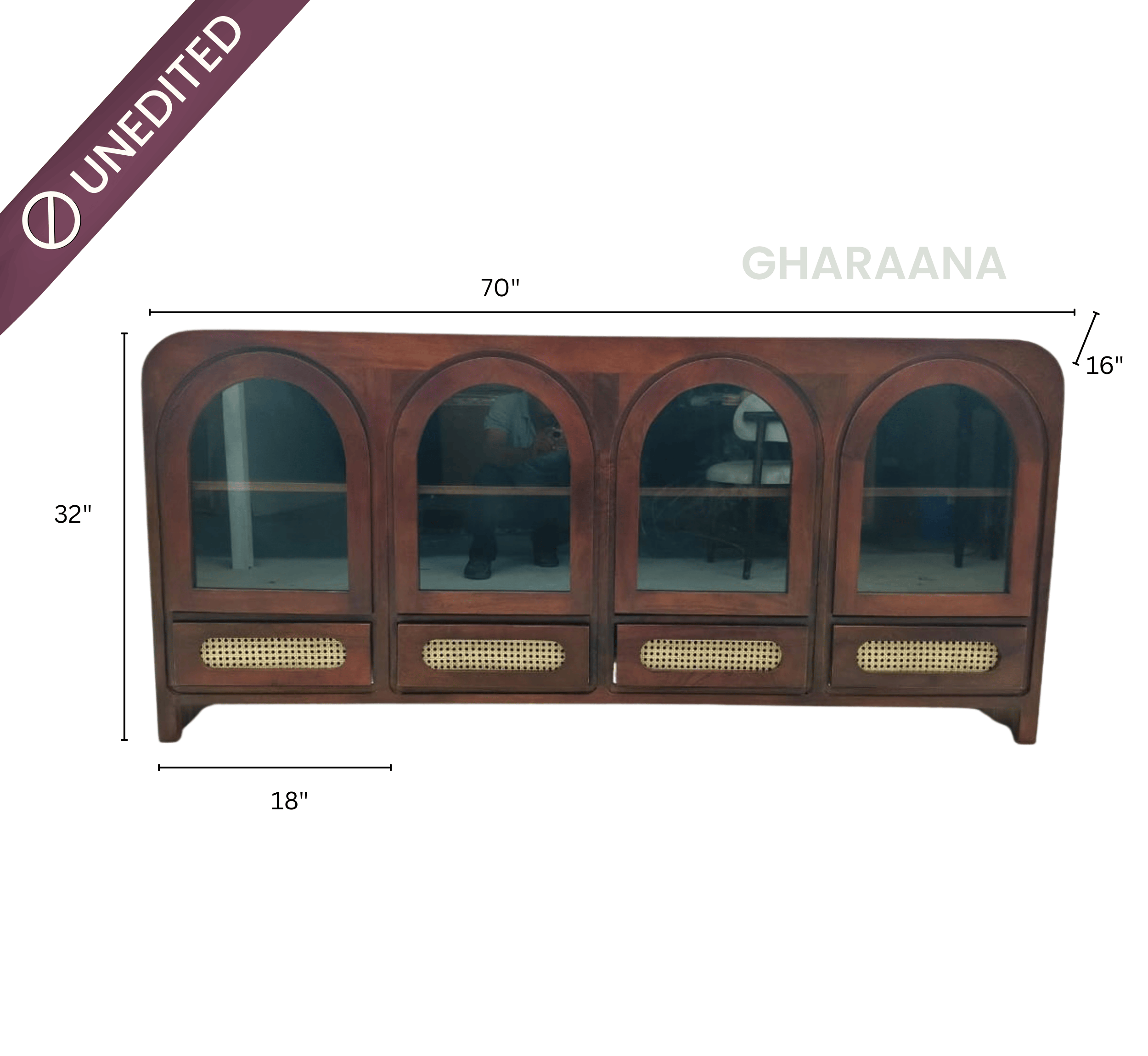 Gharaana Credenza Hutches Vyut Wooden 70" Crockery Cabinet