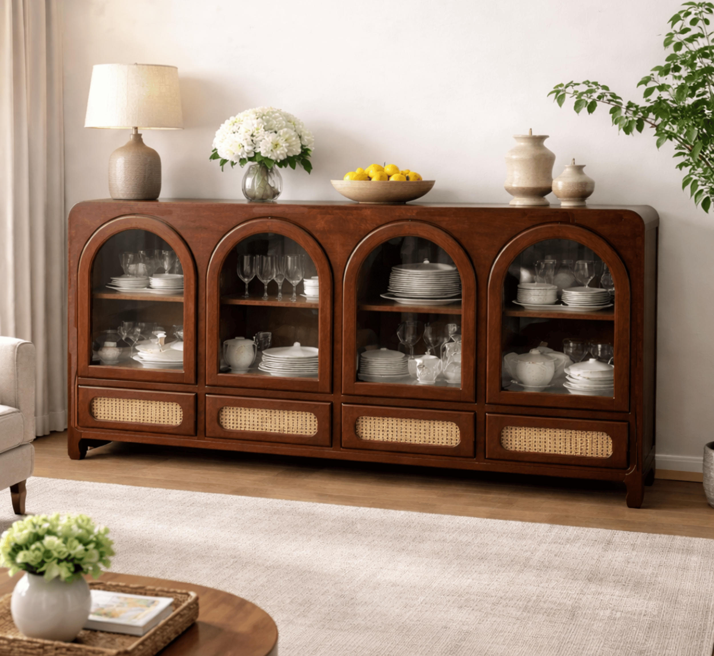 Gharaana Credenza Hutches Vyut Wooden 70" Crockery Cabinet