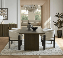 Gharaana Dining Set 6-Seater Set / Black Flute Wooden Dining Table Set