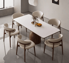 Gharaana Dining Set Adhira Marble-Top Wooden Dining Table Set