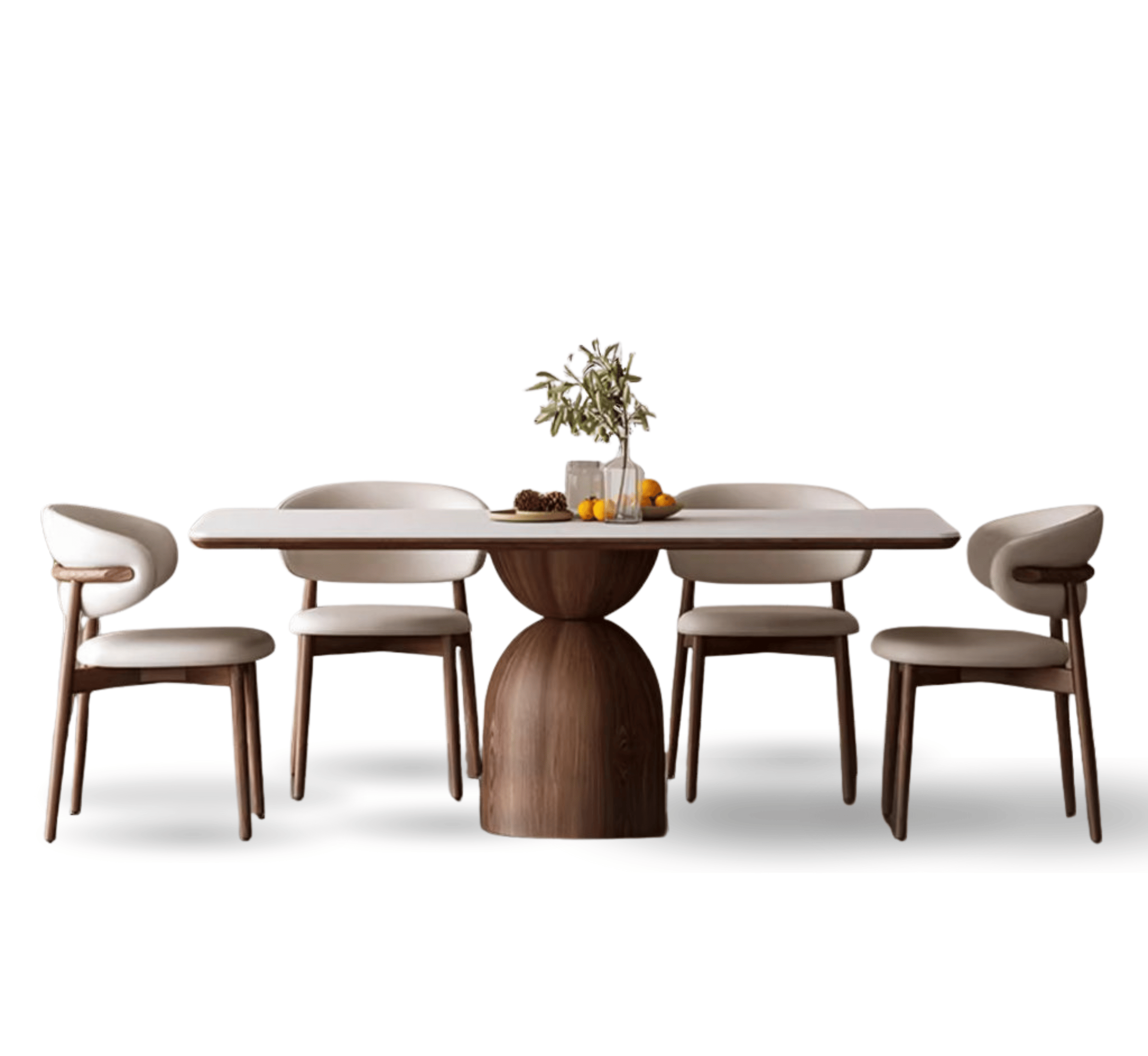 Gharaana Dining Set Adhira Marble-Top Wooden Dining Table Set