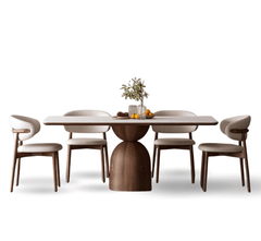 Gharaana Dining Set Adhira Marble-Top Wooden Dining Table Set