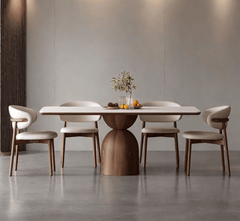 Gharaana Dining Set Adhira Marble-Top Wooden Dining Table Set