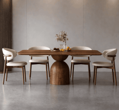 Adhira Marble - Top Wooden Dining Table Set - Dining Set - Gharaana