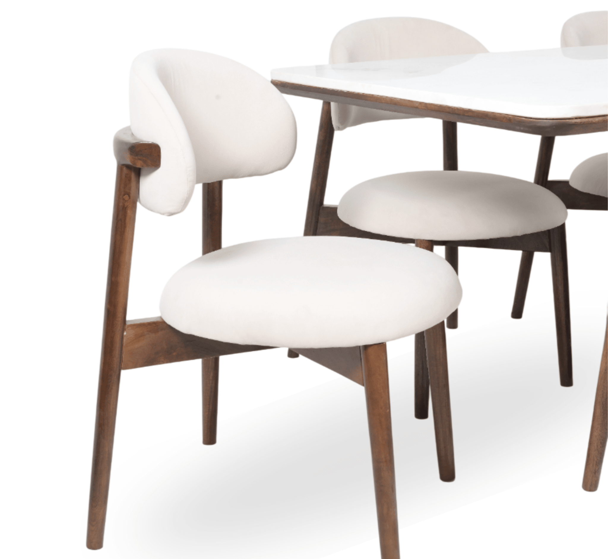 Adhira Marble - Top Wooden Dining Table Set - Dining Set - Gharaana