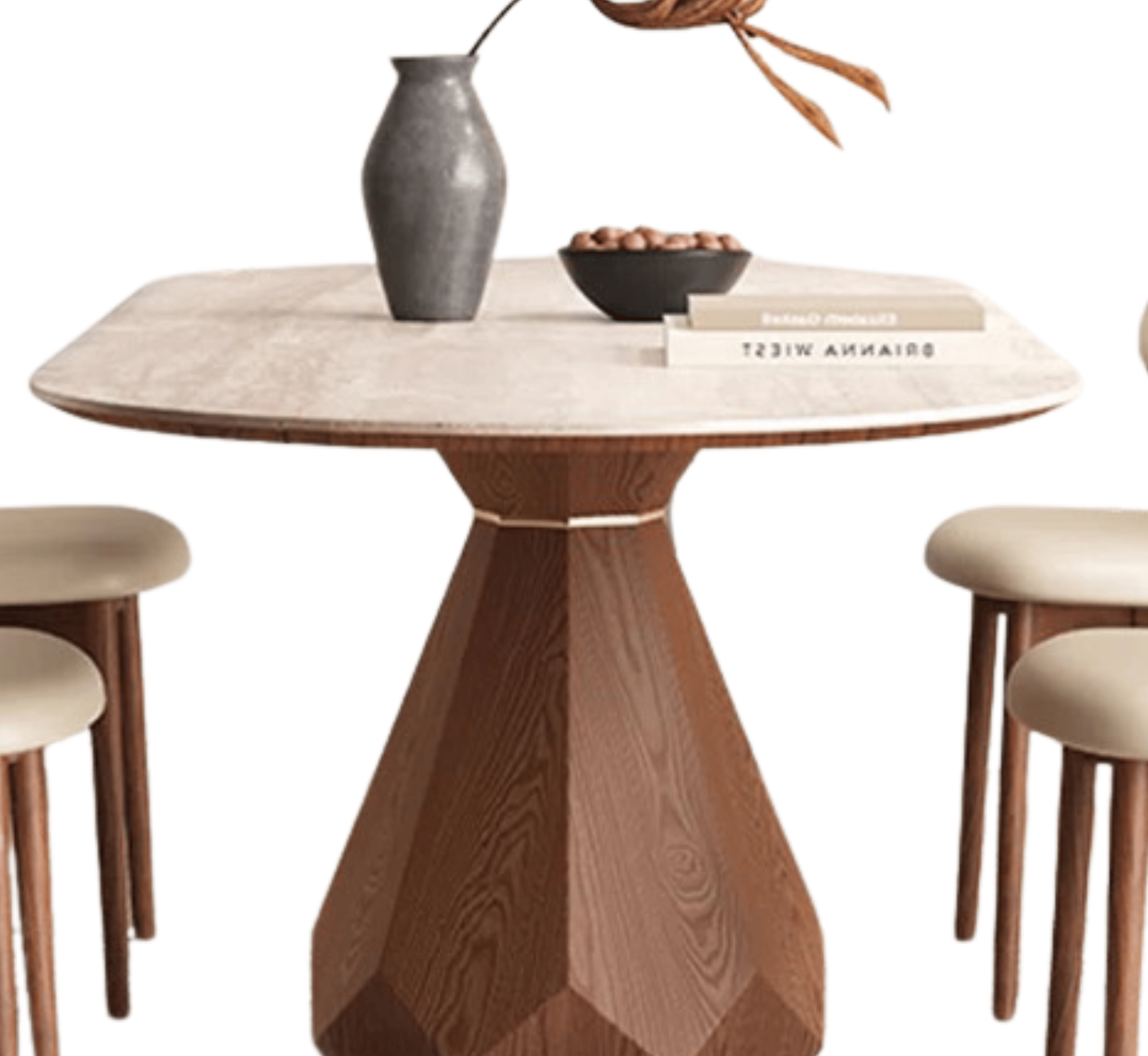 Gharaana Dining Set Barlow Marble-Top Wooden Dining Table Set