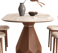 Barlow Marble - Top Wooden Dining Table Set - Dining Set - Gharaana