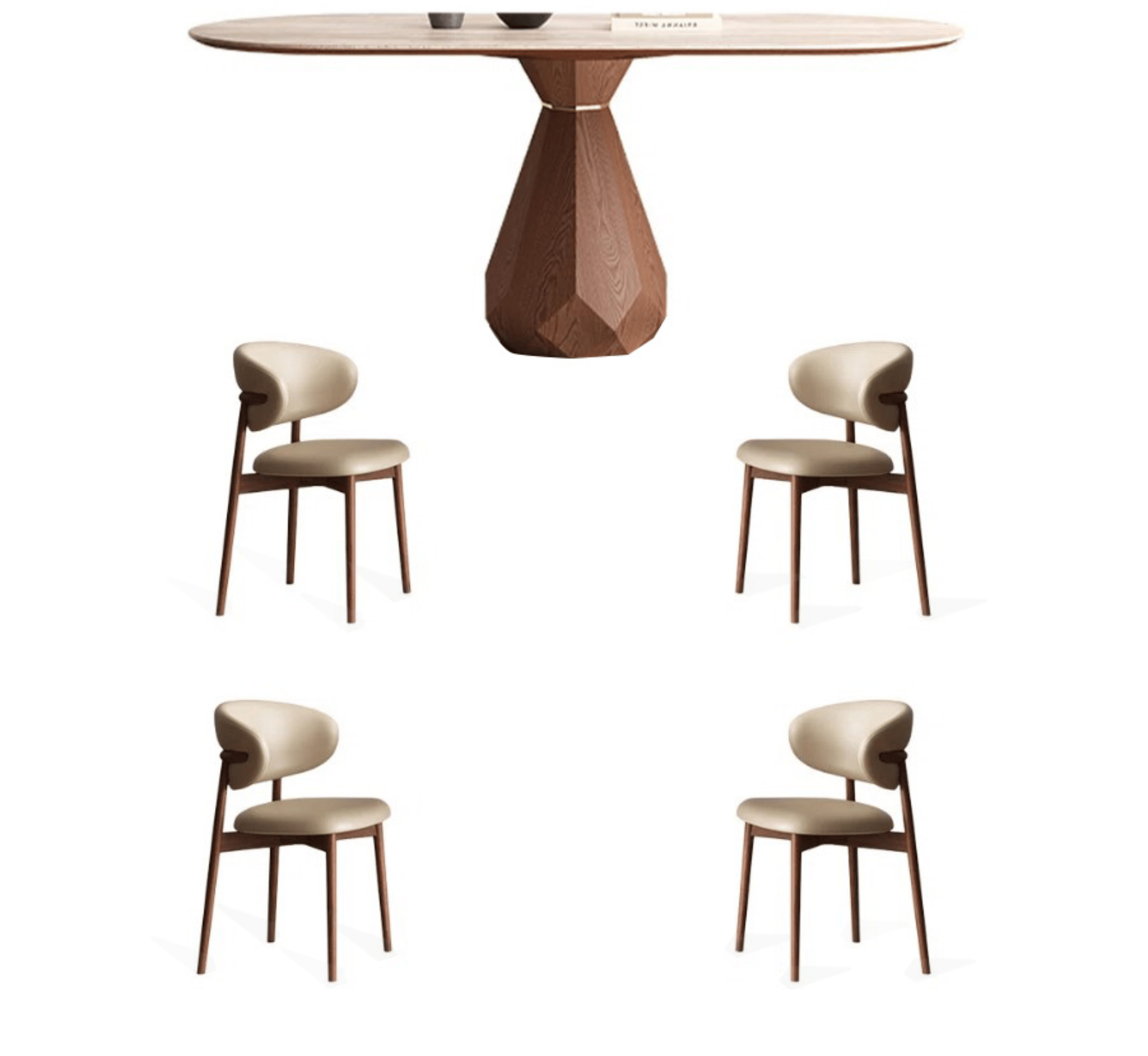 Gharaana Dining Set Barlow Marble-Top Wooden Dining Table Set