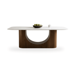 Gharaana Dining Set Bruno Marble-Top Wooden Dining Table Set